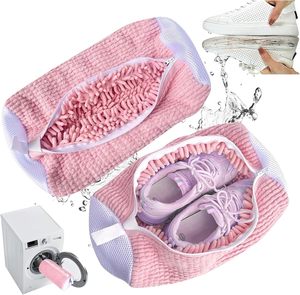 Custom Logo Chenille Sneaker Storage <b>Bag</b> Washable for Laundry Cleaning Shoe Wash Machine with Thickening Zipper - Product Image 1
