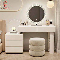 Coiffeuse de Luxe Sélectionnée en Bois Massif Style Crème avec Armoire Intégrée 2025, Nouveau Modèle de Chambre Haut de Gamme