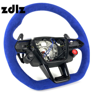 Volante de fibra de carbono de cuero de gamuza <span class=keywords><strong>azul</strong></span> personalizado para <span class=keywords><strong>Audi</strong></span> RS A6 A7 C8 <span class=keywords><strong>A3</strong></span> S6 S7 RS6 RS7 2018 2020 2021 <span class=keywords><strong>2022</strong></span> - Product Image 2