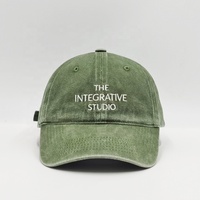 Gorra de Béisbol Personalizada Vintage Bordada de Algodón Lavado para Exteriores, Gorras de Papá Sin Estructura, Gorra de Béisbol Verde Lisa