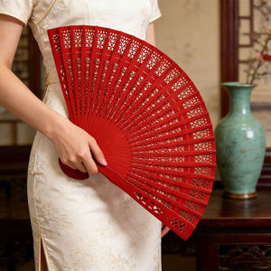 Abanico de madera tallado con diseño de girasol, recuerdo de boda, regalo promocional, en stock. - Product Image 2