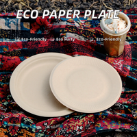 Vaisselle de fête biodégradable, assiette en papier et plateau à pulpe de canne à sucre, alternative écologique au plastique jetable