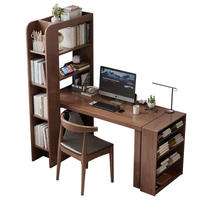 Escritorio de Madera Maciza con Gabinete de Almacenamiento y Cajones, Moderno, para Dormitorio, Estudio, Oficina en Casa