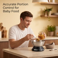 Balance de cuisine numérique intelligente multi-unités en acier inoxydable, ronde, 5 kg, 1 g, avec écran LCD, pour la cuisson et la préparation des aliments