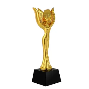 Gold-Plated Resin Crown Beautiful lady Prize Gifts Personalized Engraved Logo Music Crystal Trophy Award Hand Crafts