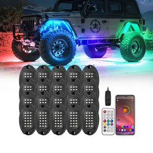 20Pods Rock Lights for Jeep with APP/Remote Control 9W LED Rock Light Kit Supplier MultiColor Waterproof Underglow