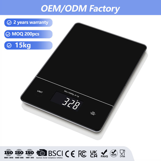 Canny Black Glass Platform 15 Kg Big Capacity Weighing Food Digital Kitchen Scale