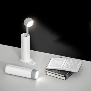 Modern Portable Mini LED Flashlight with Power Bank Multi-functional Retractable and Rechargeable Table Lamp for Reading