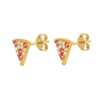 Boucles d'oreilles en argent 925 avec zircon et melon d'eau en or 14 carats avec diamant taille princesse plaqué rhodium pour anniversaire ou cadeau