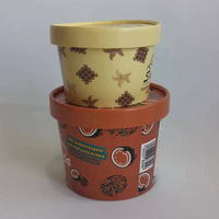 Gobelets pour crème glacée Conteneurs ronds pour emballage de crème glacée Bac en papier jetable avec couvercle et cuillère Gobelet à collation en papier biodégradable personnalisé