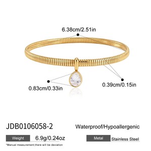 Bracelet Serpent en Acier Inoxydable en Gros avec Pendentif Zircon Cristal, Bracelets Simples Empilables, Bijoux de Mode pour Femmes - Product Image 2