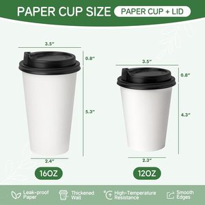 Gobelets à café jetables recyclables en papier kraft à paroi simple, design personnalisé, 8oz/10oz/14oz/16oz/22oz - Product Image 4