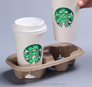 Factory direct selling coffee milk tea takeout box packaging pulp degradable disposable paper cup holder coaster