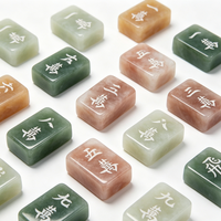 Tuiles de Mahjong Premium en Jade Vert Ambré et Blanc Glacé, pour le Voyage, le Bureau, la Maison, Cadeau, Décoration Intérieure, Collection de Jeux