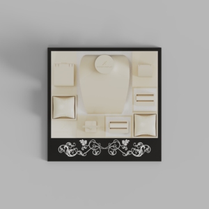 Exhibidor de Joyería de Lujo en MDF+PU Beige con Logotipo Personalizado (Serigrafía/3D/Lámina Metálica) para Collares, Pulseras, Aretes y Anillos, Tienda RODEN/OEM - Product Image 2