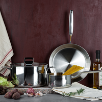Olla de Cocina de Acero Inoxidable 304 de 3 Capas con Tapa de Vidrio, Mini Caldero de Tres Capas, Olla para Arroz de Inducción, Utensilios de Cocina