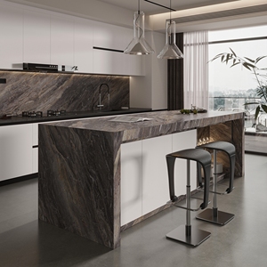 Lastra in Pietra Sinterizzata Lucida Marrone <span class=keywords><strong>Venezia</strong></span> per Pannelli Murali e Pavimenti del Soggiorno - Product Image 2