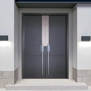 JHR Italian Luxury Design Entrance Door Exterior Security Front Pivot Door Modern Entry Black Aluminum Pivot Door
