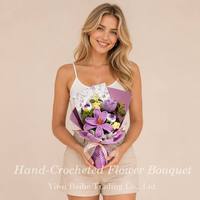 Karangan Bunga Rajut Sutra BH Motif Bunga Matahari Mawar Tulip Buatan Tangan DIY Crochet Dekorasi Pernikahan Ulang Tahun Perdagangan Lintas Batas