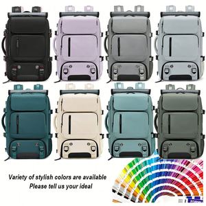 Sac à dos de randonnée unisexe avec logo personnalisé, plusieurs compartiments, séparation humide/sec, imperméable, pour ordinateur portable, avec port USB - Product Image 3