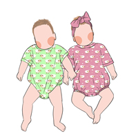 Combinaison courte à manches courtes unisexe pour bébé, imprimée, douce, pour l'été, vente directe d'usine Little Glow Kids, body personnalisé pour bébé