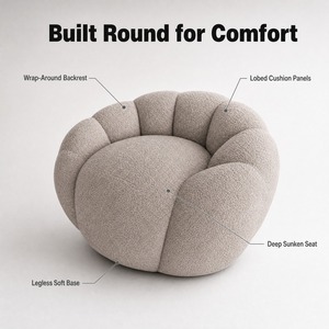 Removable Washable Cover Compressed <strong>Bean</strong> <strong>Bag</strong> Sofa Particle Cotton Filling Soft <strong>Boucle</strong> Lazy Chair Wholesale OEM ODM - Product Image 3