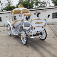 Chariot Citrouille Cendrillon Cœur Creux à Châssis en Fer avec Frein Hydraulique Électrique pour Mariage, Parc et Décoration Photo