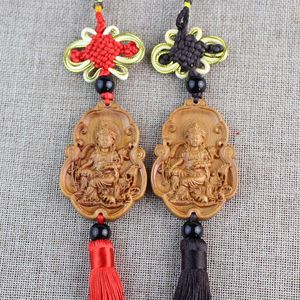 Colgante de madera de durazno Guanyin, adorno para coche, decoración religiosa para templo, regalo para hombres y mujeres - Product Image 1