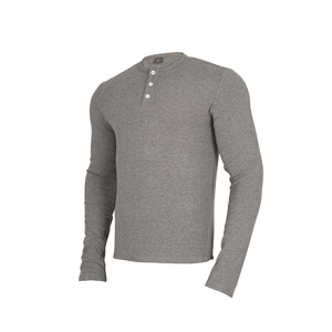 T-shirt Slim Fit Traspirante a Maniche Lunghe Henley, Abbigliamento Old Money, T-shirt Henley da Uomo in Cotone a Manica Lunga - Product Image 3