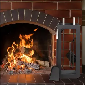 El Juego de Herramientas de <span class=keywords><strong>chimenea</strong></span> de hierro forjado de 4 piezas incluye pinzas antiguas de póquer de <span class=keywords><strong>chimenea</strong></span>, accesorios de soporte de cepillo de pala, juego negro - Product Image 2