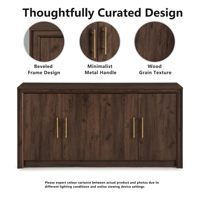 Buffet moderne minimaliste à cannelures, meuble de rangement de 63 pouces en noyer avec profil biseauté pour salon, salle à manger, cuisine