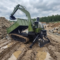 Camion benne sur chenilles de 8 tonnes avec chargeur frontal et pelle hydraulique, transporteur tout-terrain sur chenilles pour l'exploitation forestière et minière, diesel 80 kW