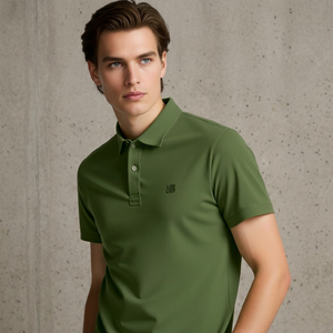 Chemise Homme Personnalisable Respirante ODM en Coton de Haute Qualité, Haut Décontracté à Manches Courtes Tricoté avec Logo Brodé et Boutons sur le Devant - Product Image 2