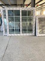 Ventanas de Casa upvc, 2 paneles, ventanas deslizantes upvc con vidrio tintado y diseño de rejilla