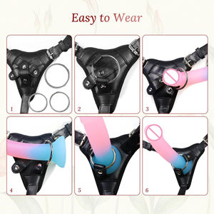 Delove 3 حلقة عالية الجودة حزام PU على سراويل عبودية حزام العفة ارتداء قضبان اصطناعية تسخير الكبار ألعاب جنسية للنساء السحاقيات - Product Image 2