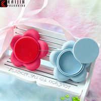 Autocollant personnalisé pour téléphone portable en forme de fleur, étui cosmétique pour rouge à lèvres et baume à lèvres en ABS+PP pour fard à joues, fard à paupières et poudre