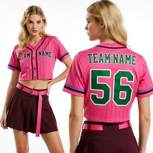 ชุดเดรสเสื้อเบสบอลปักโลโก้เสื้อเจอร์ซีย์สไตล์เกาหลีสีชมพูสำหรับเด็กผู้หญิง - Product Image 1