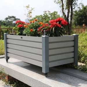 Fioriera Mobile in Lega di Alluminio con Ruote per Giardino, Patio e Balcone - Product Image 4