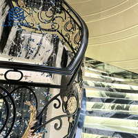 LX Escalier d'intérieur moderne en colimaçon Panda en marbre blanc avec accents noirs Pierre naturelle polie pour dalle de sol Technique