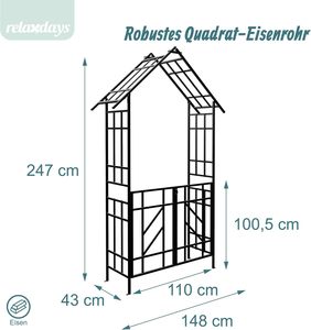 Arche de jardin en métal en forme de maison avec portail, treillis pour roses thermolaqué, pour plantes grimpantes, décoration extérieure de jardin - Product Image 1