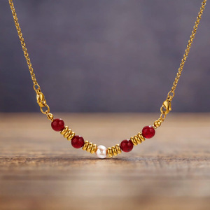 Conector de Barra con Cuentas Estilo Boho |   Colgante de Doble Ojo de Acero Inoxidable con Baño de Oro PVD de 18K y Gema Natural para Fabricación de Joyas - Product Image 4