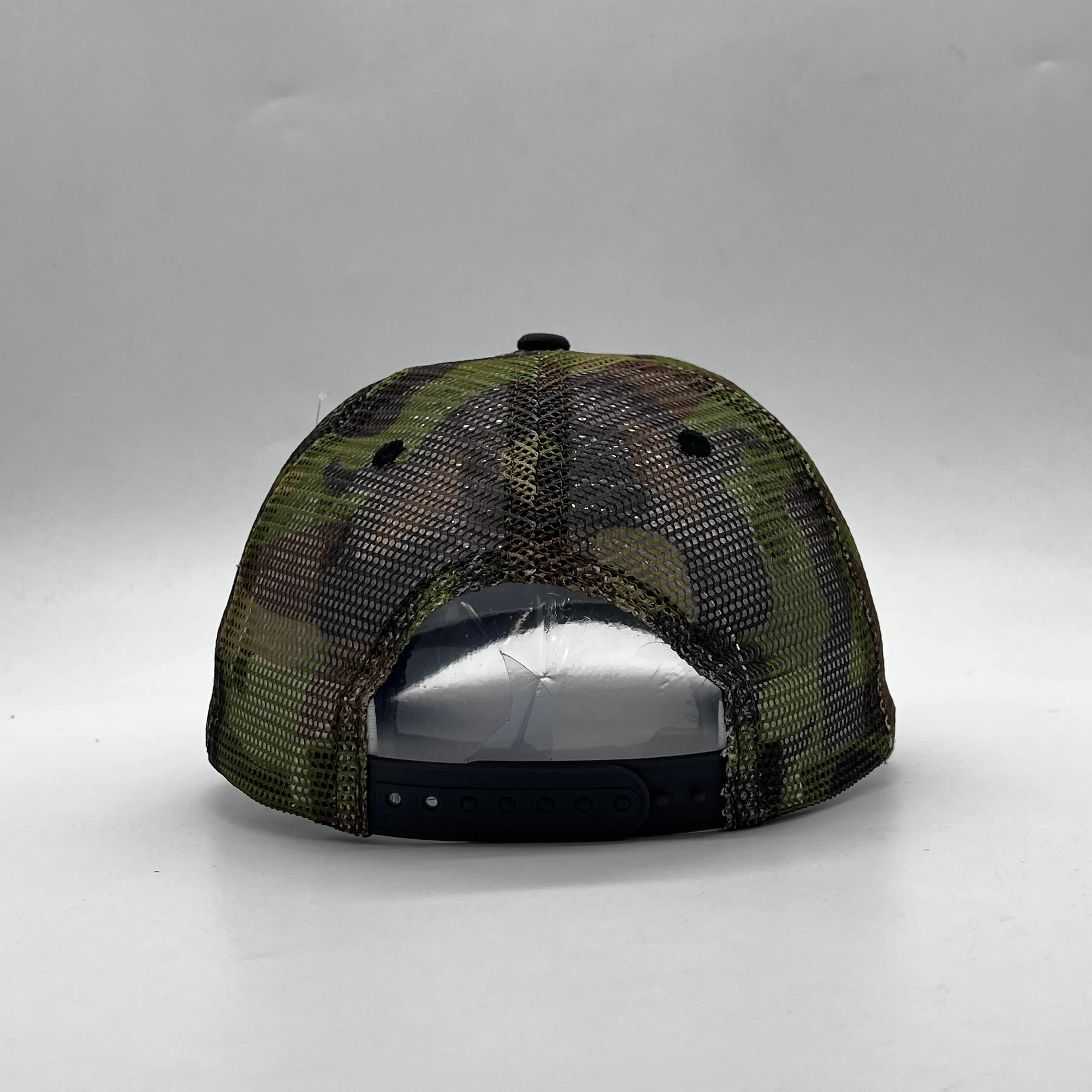 Özel nakış logosu Camo 6 Panel gömme tüm file şapka Camo nefes beyzbol kapaklar