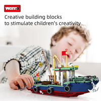 Woma Toys C0356A Bateau de pêche en blocs de construction, jouet éducatif pour enfants de 5 à 7 ans