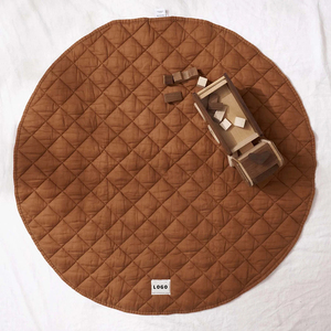 Manta de juego para bebé de lino orgánico puro, 120x120cm, tela francesa saludable, plegable, silenciosa, para gimnasio de gateo, venta al por mayor personalizada - Product Image 1