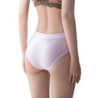 Culotte string sexy pour femme en soie brillante, taille basse, en dentelle tricotée, couleur unie 5005