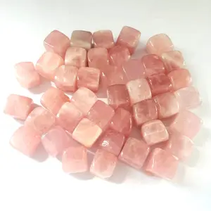 Natural Rose Quartz cubes High quality rose quartz square for decoration