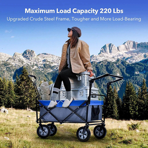 Heavy Duty Foldable Wagon Cart Portable Utility Cart All-Terrain Wheels 100L 220 Lbs Shopping & <b>Storage</b> 3-Year Warranty - Product Image 3