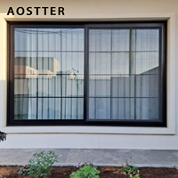 Fenêtre coulissante en aluminium robuste AOSTTER pour usage commercial, avec double vitrage acoustique et roulettes en acier inoxydable, pour les projets haut de gamme