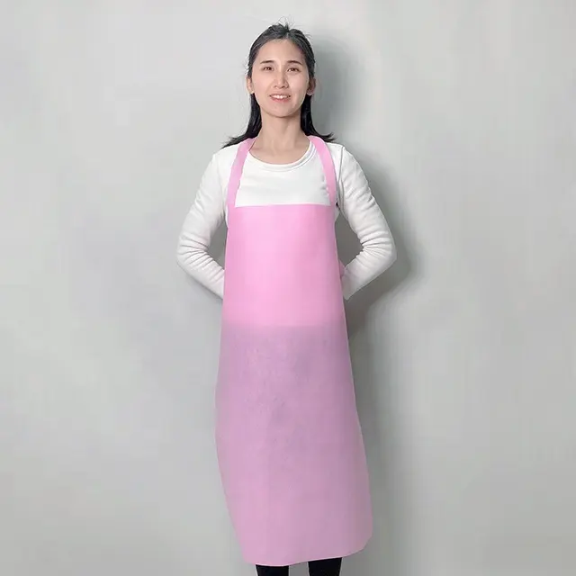 Non-woven Fabric Apron Disposable Kitchen Apron Light Pink lovely And Waterproof Apron