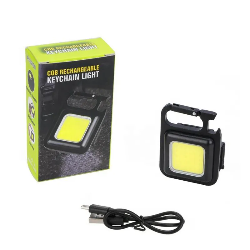 Rechargeable 4 Light Modes Portable Pocket Light Magnet Base Keychain Mini Flashlight With Bottle Opener